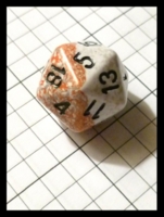 Dice : Dice - 20D - Chessex Half and Half White Speckle and Orange Speckle with Black Numerals - Gen Con Aug 2012